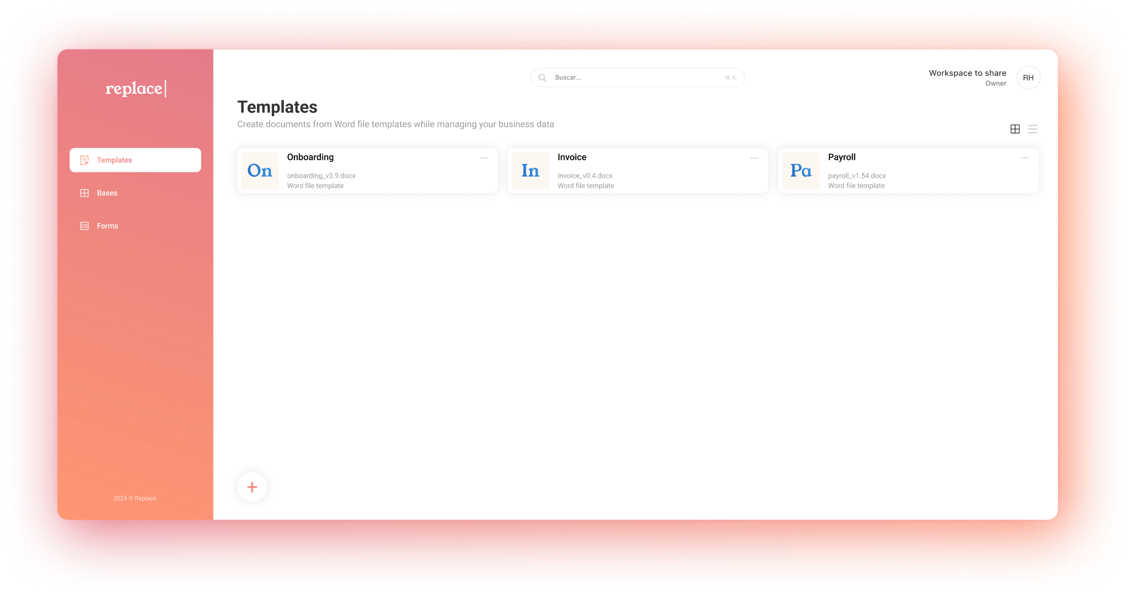 Replace document automation platform interface